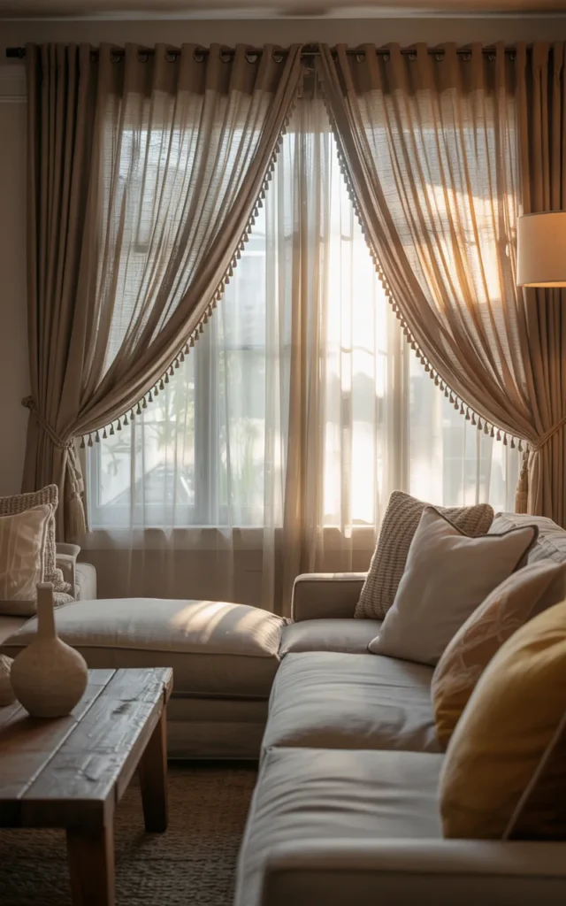Add layered window treatments for softness