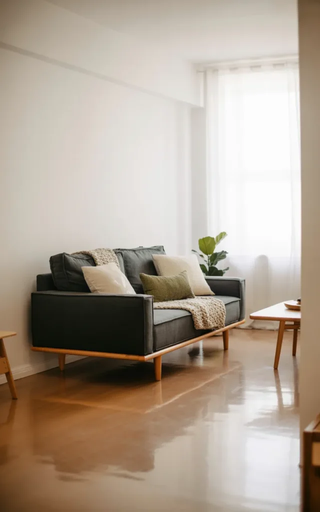 Choose a compact sofa with raised legs