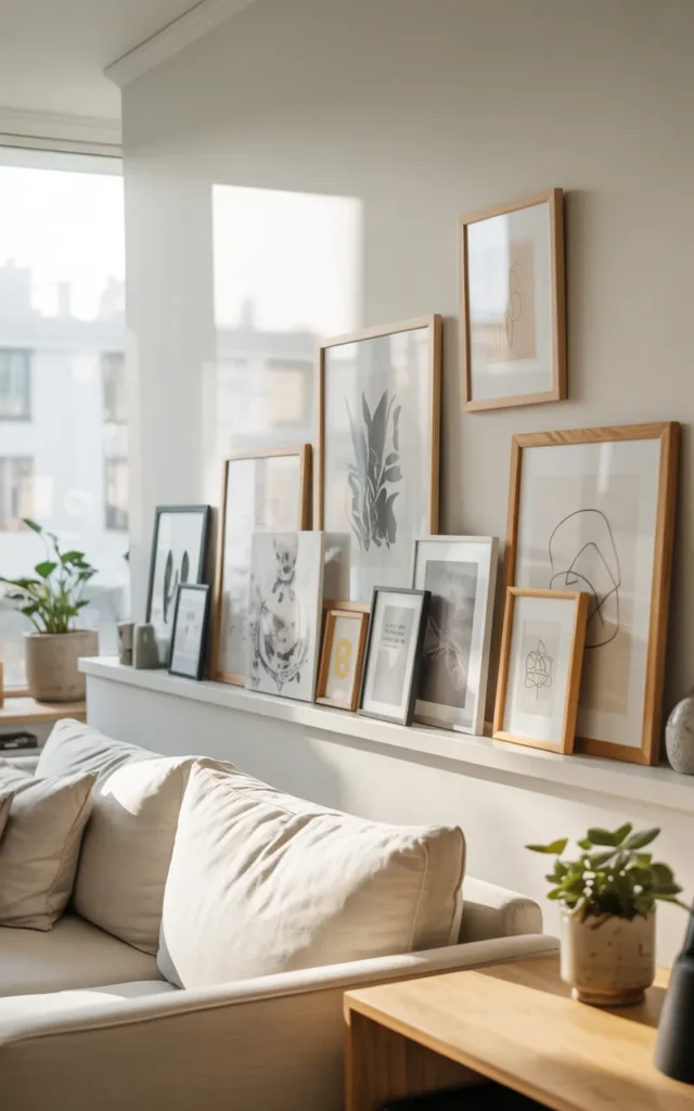 Create a picture ledge with interchangeable art
