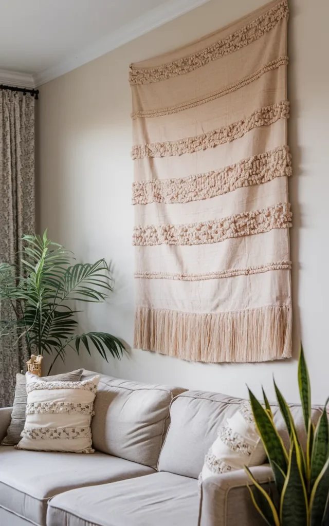 Hang a fabric tapestry for softness