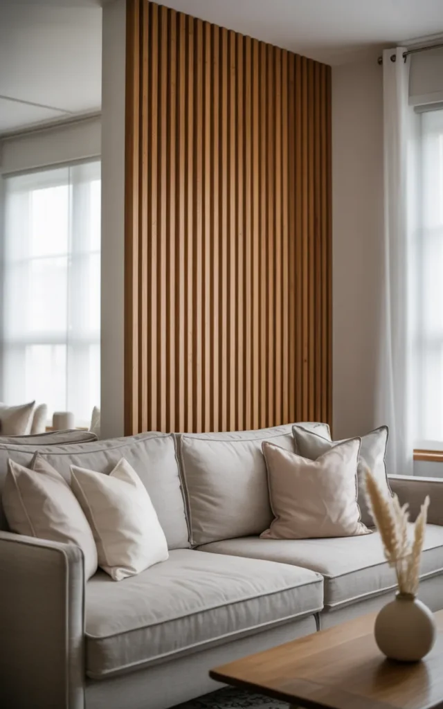 Install vertical wood slats for a modern feature