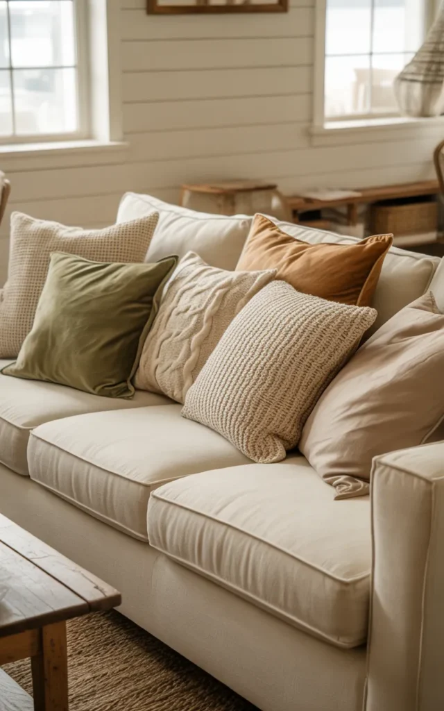 Introduce cushions in varied textures