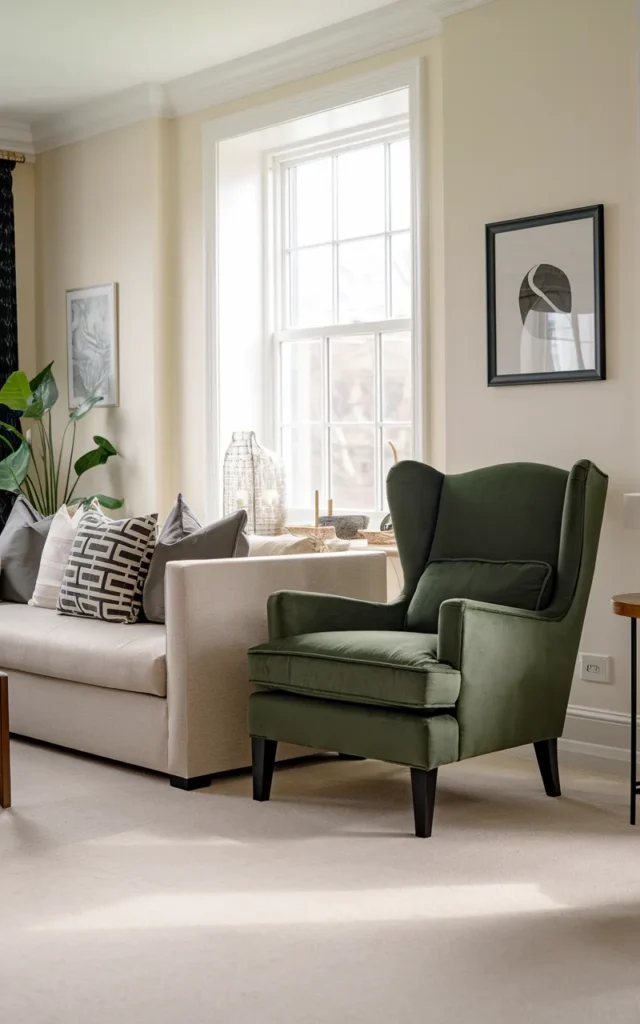 Introduce green through a statement armchair