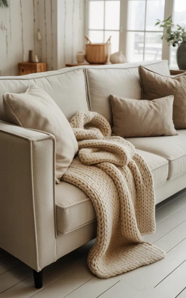 Layer soft throws over your sofa