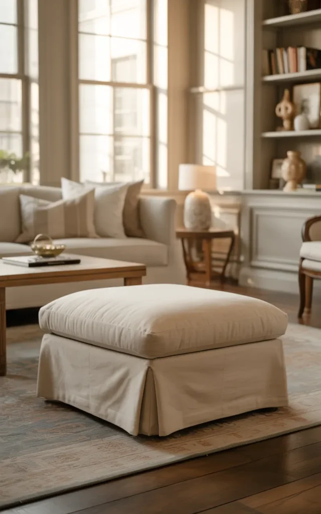 Place a soft ottoman for comfort and flexibility