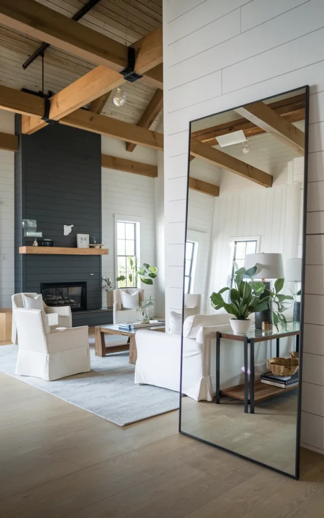 Use oversized mirrors to open up the space