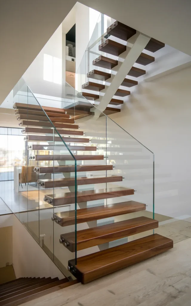 Add a Floating Wooden Staircase for a Modern Edge