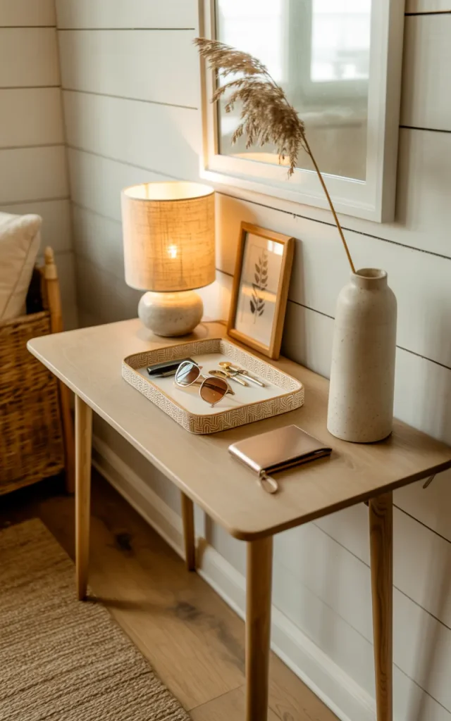 Add a decorative tray for everyday essentials.