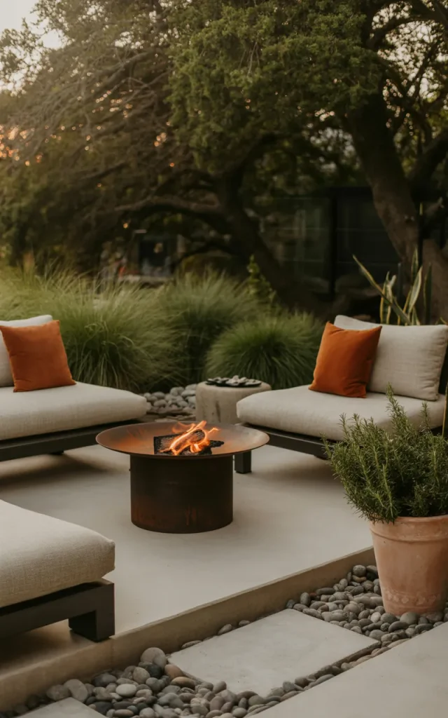 Add a fire pit for a natural gathering spot.