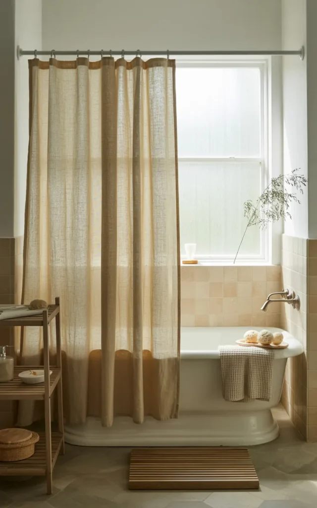 Add a linen shower curtain