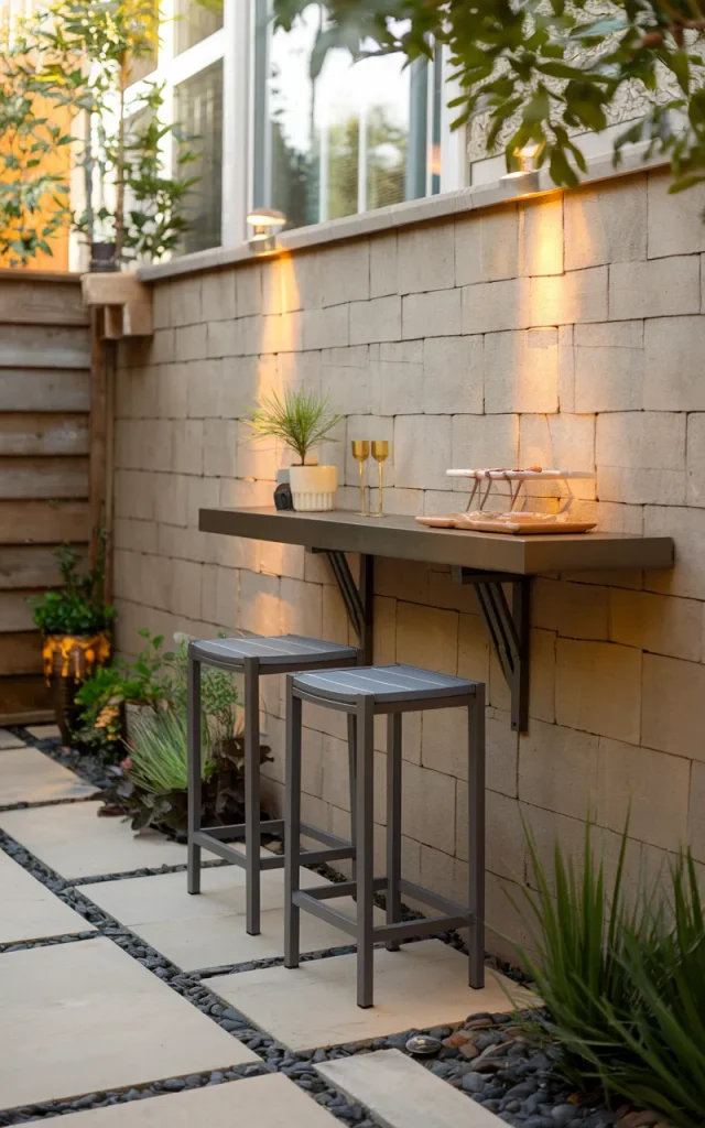 Add a narrow outdoor bar ledge.