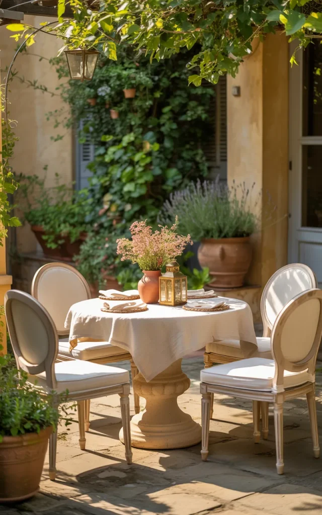 Add a round dining table to soften hard lines.