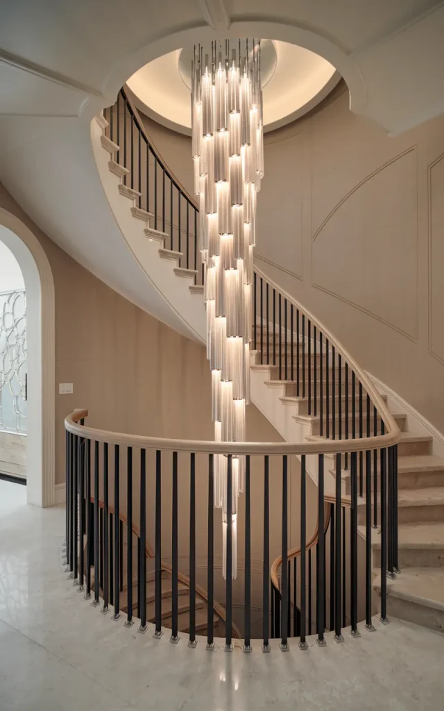 Add a statement pendant that drops through the stairwell