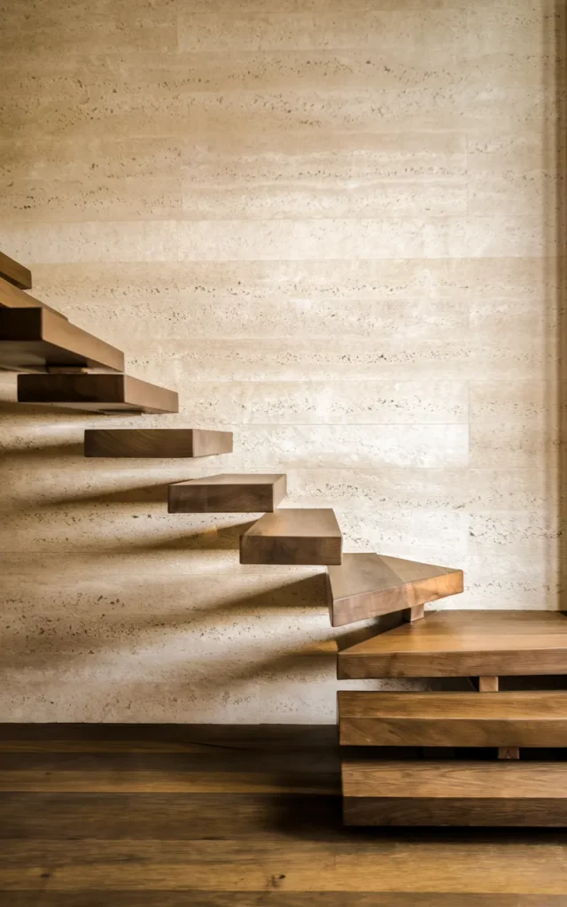Add a stone accent wall beside the staircase