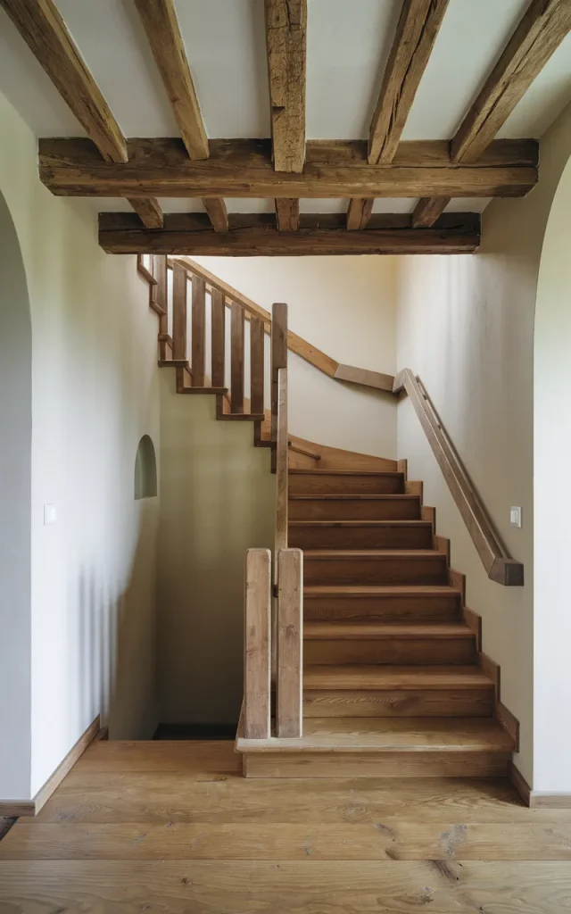 Add ceiling beams above the staircase