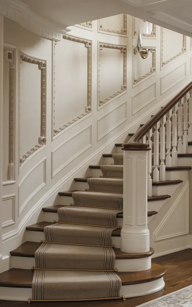 Add decorative wall molding beside the stairs