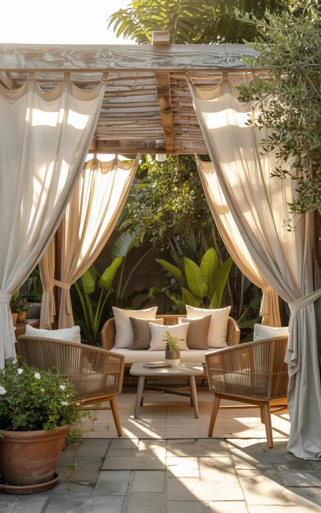 Add outdoor curtains for softness and privacy.