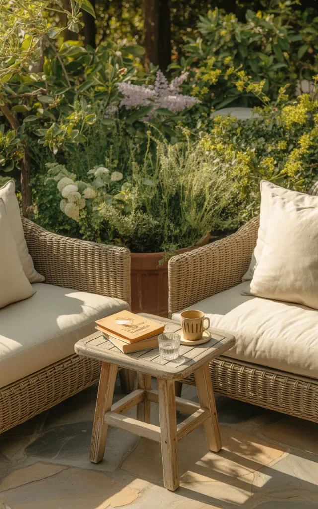 Arrange two lounge chairs around a small table.