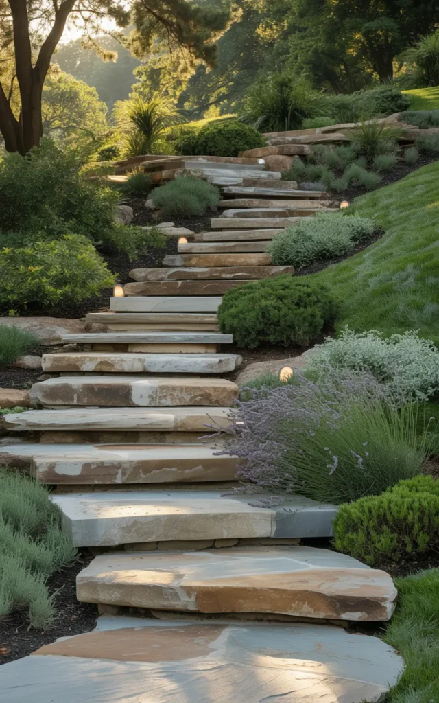 Blend the staircase into a landscaped slope