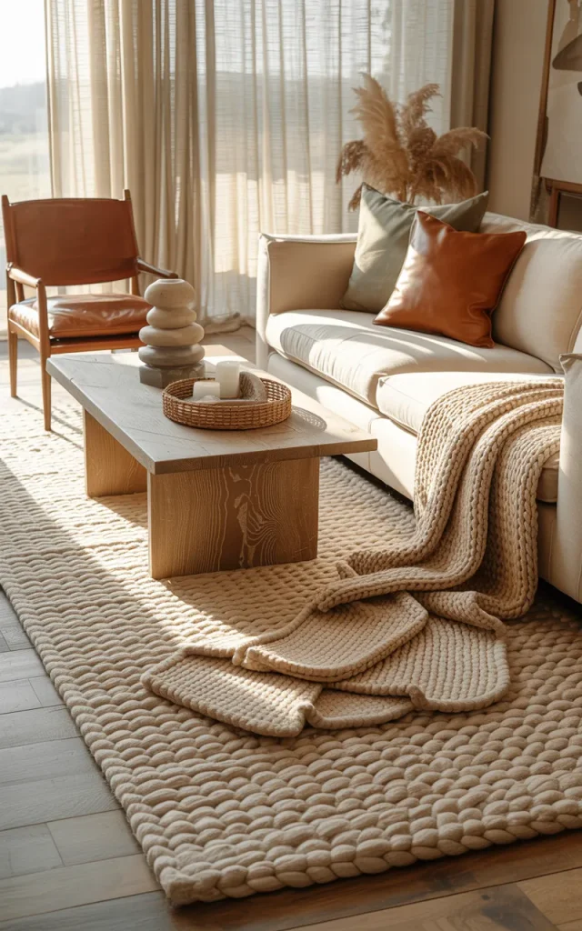 Bring in a generously sized area rug