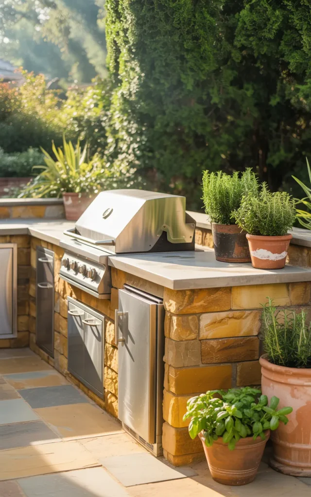 Build a Stone Backyard Kitchen Around a Built-In Grill