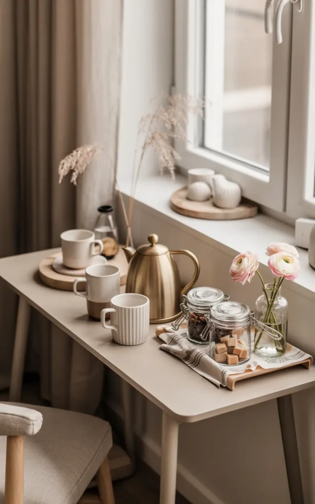 Build a dedicated coffee or tea corner.