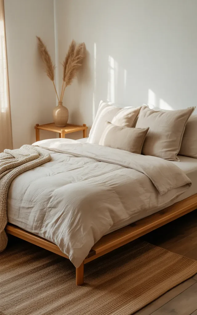 Choose a low-profile bed frame to open the room visually