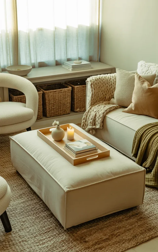 Choose an ottoman instead of a rigid coffee table