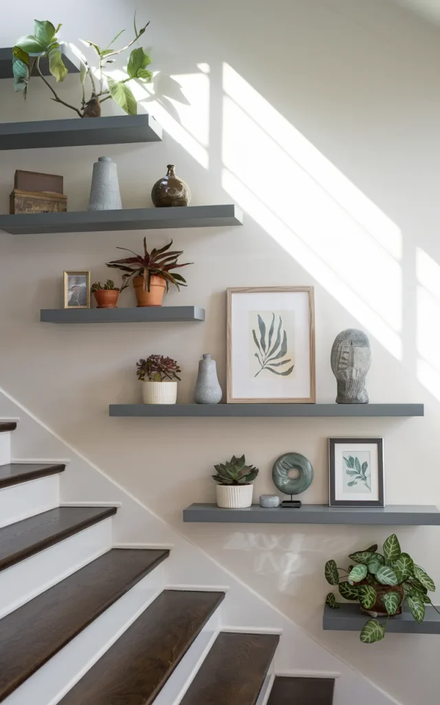 Combine Art with Floating Shelves