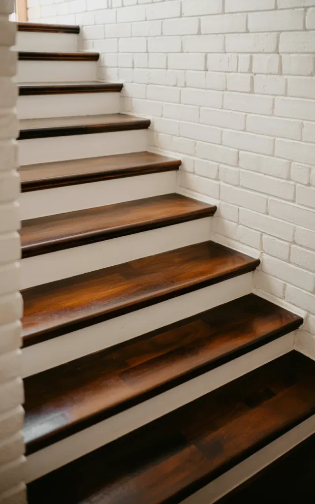 Contrast Dark Stairs With Light Brick Walls
