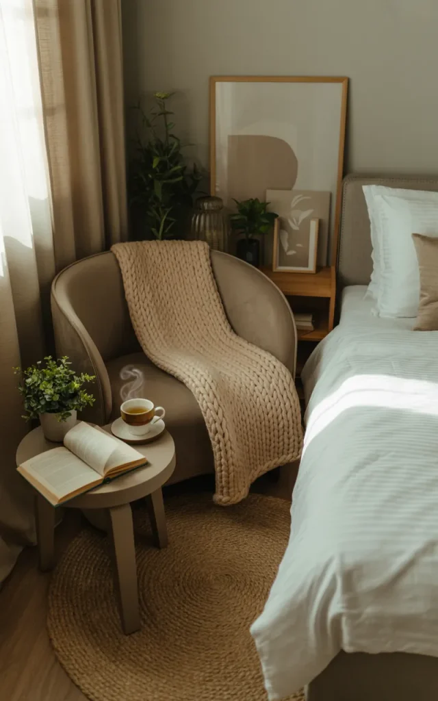 Create a cozy reading nook beside the bed
