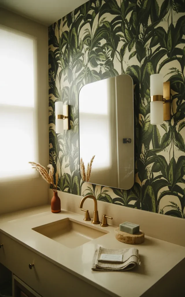 Create a dramatic accent wall with wallpaper.