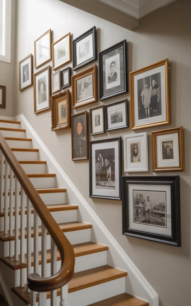 Create a gallery wall along the staircase