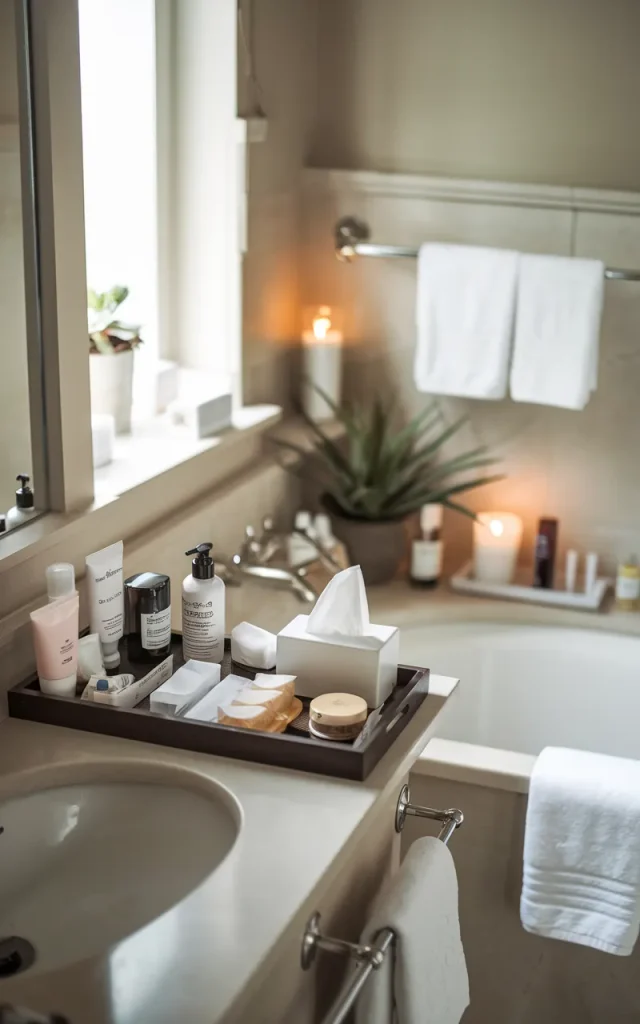 Create a mini hotel-style toiletries station.