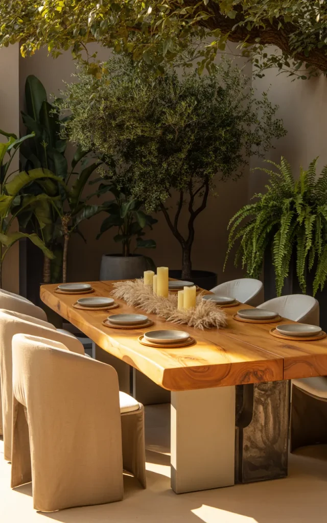 Design a patio around a statement dining set.