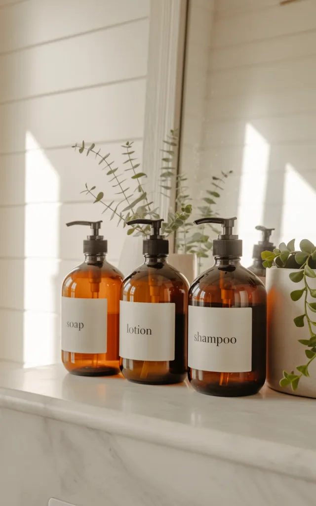 Display pretty amber bottles