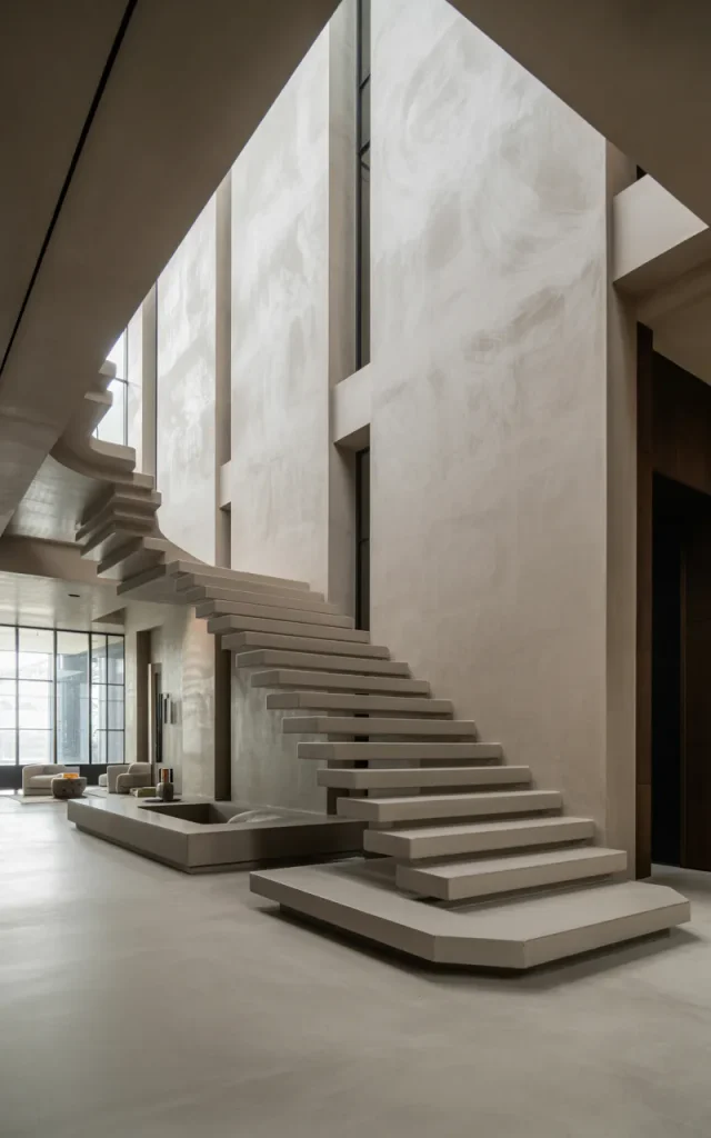 Extend the staircase beside a double-height wall