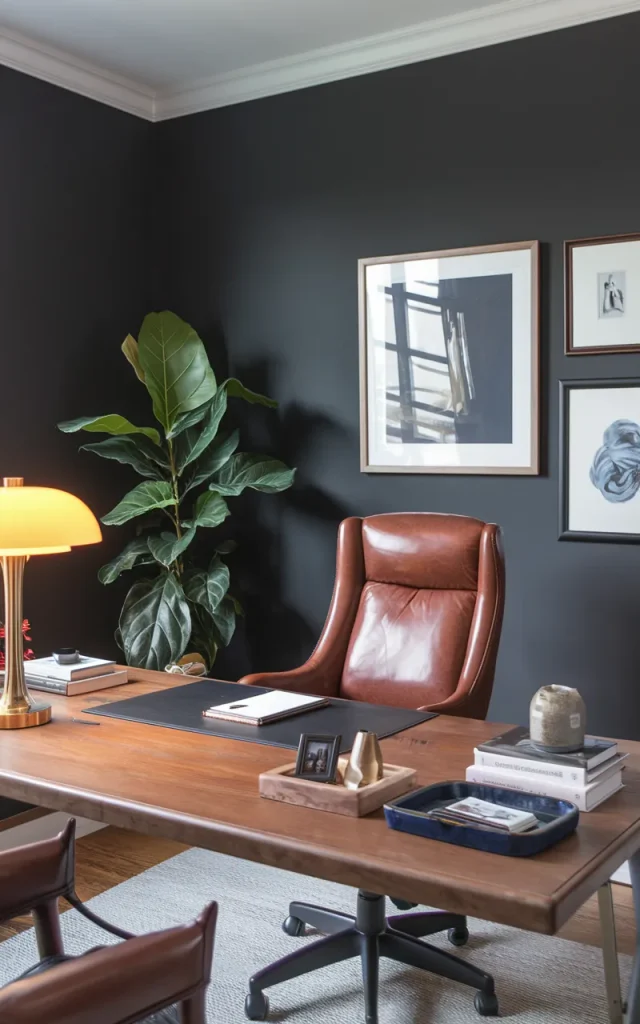 Finish the office with layered personal details.