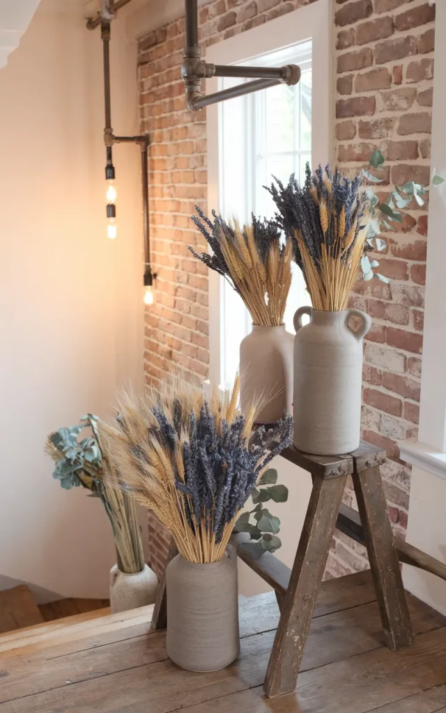 Frame the stairs with dried florals
