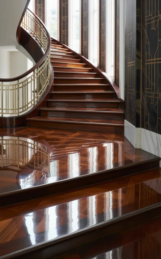 Go Bold with a High-Gloss Wooden Finish