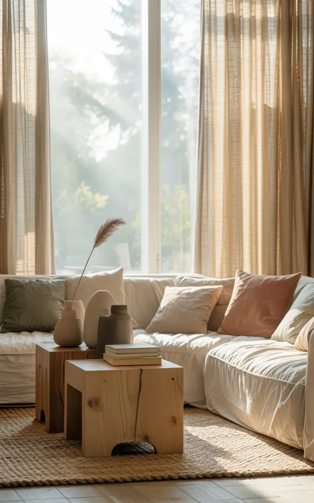 Hang soft curtains from ceiling to floor
