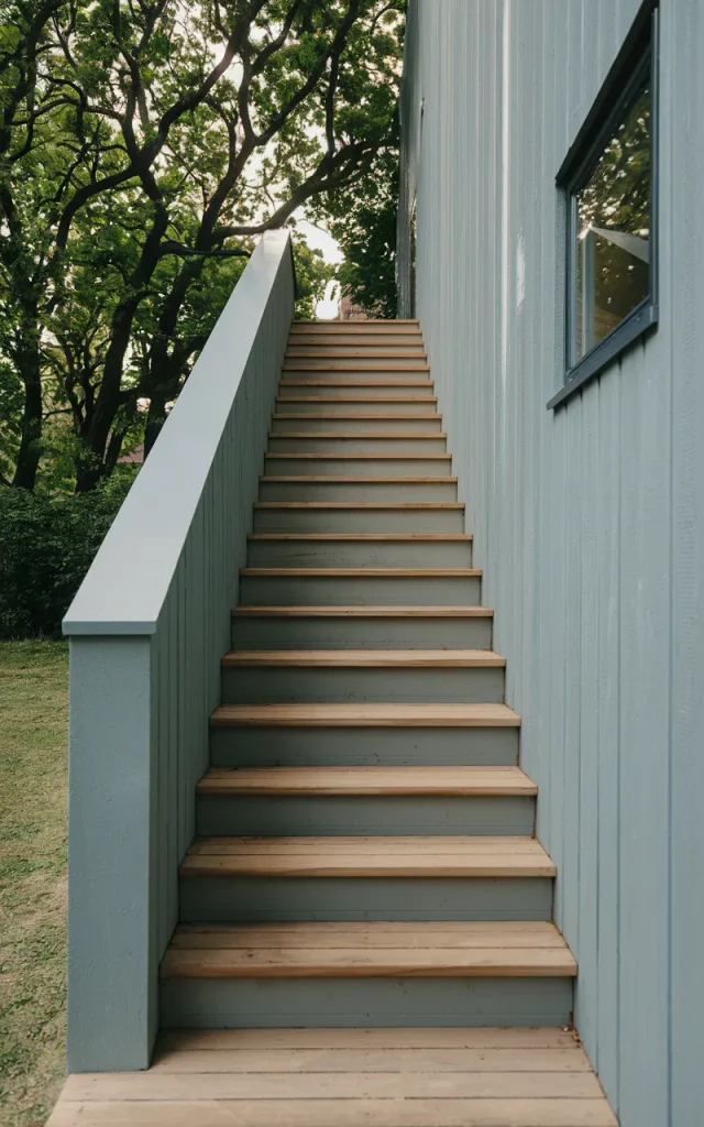 Highlight the staircase with contrasting exterior paint