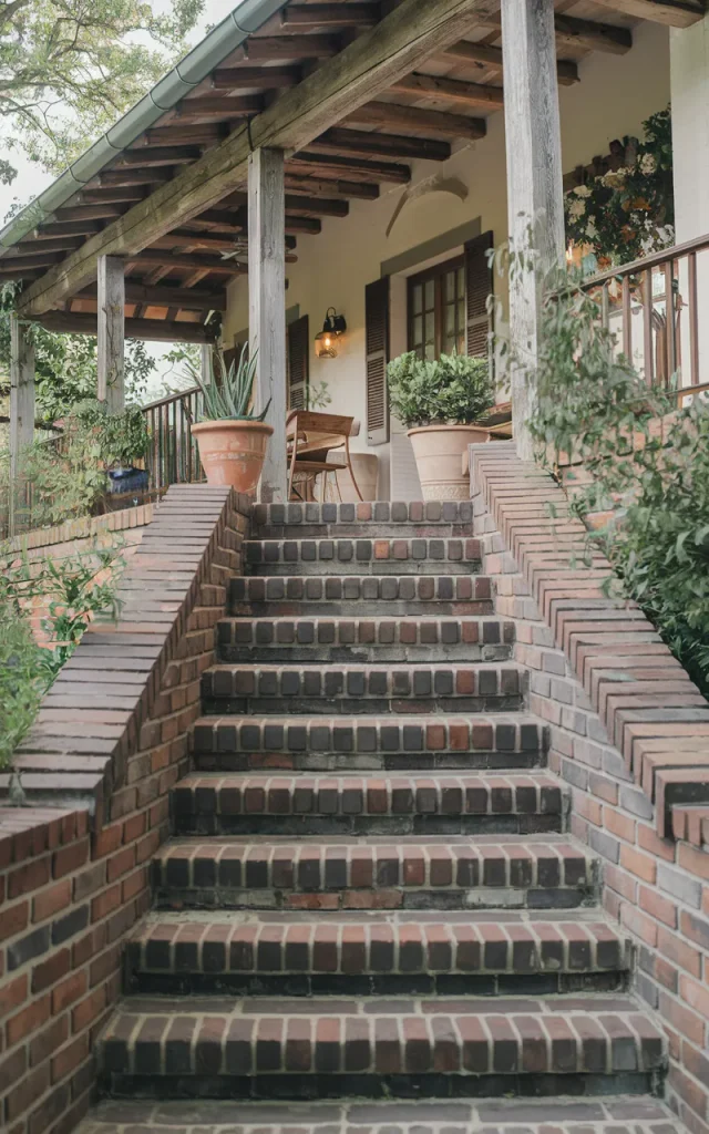 Incorporate brick steps for rustic warmth