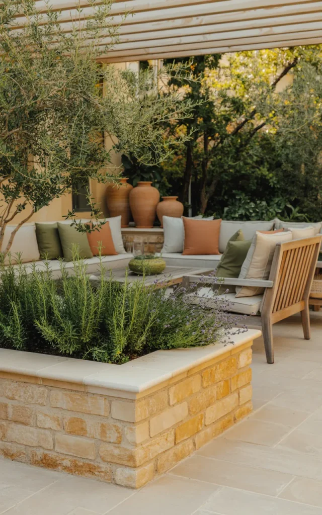 Incorporate built-in planters into the patio design.