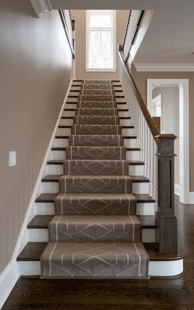 Install a Dark Wood Runner With Subtle Pattern