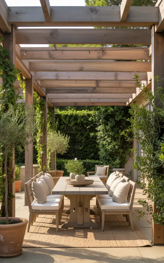Install a pergola over the entertaining zone.
