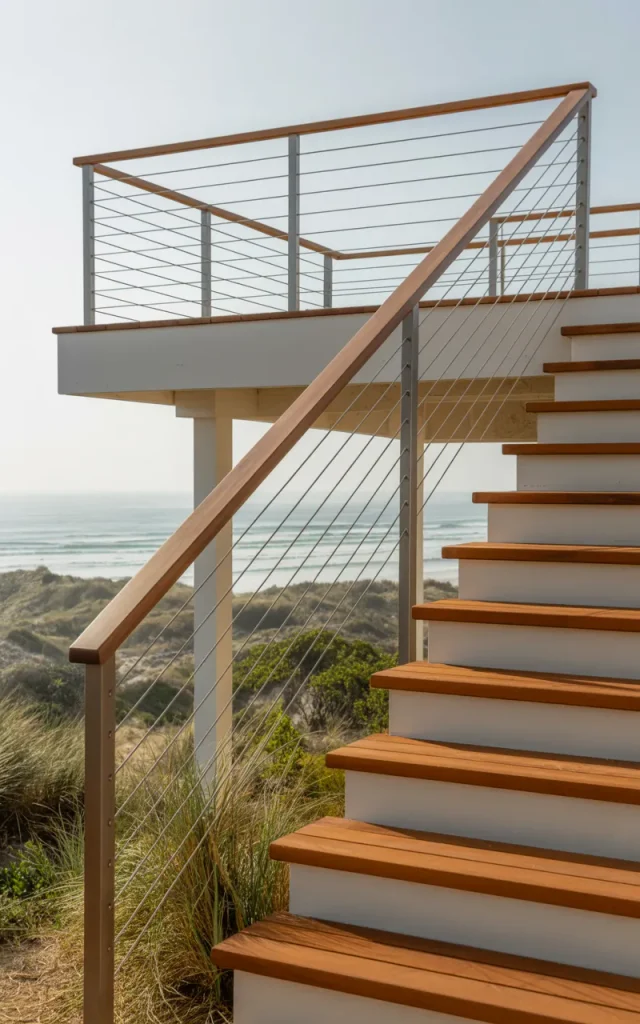Install cable railings for a contemporary edge