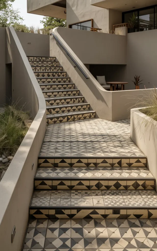 Introduce bold geometric tile patterns