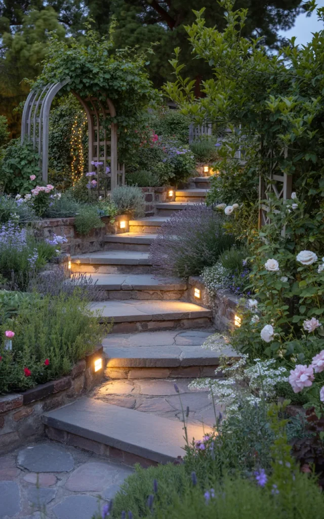 Line the staircase with low garden lights