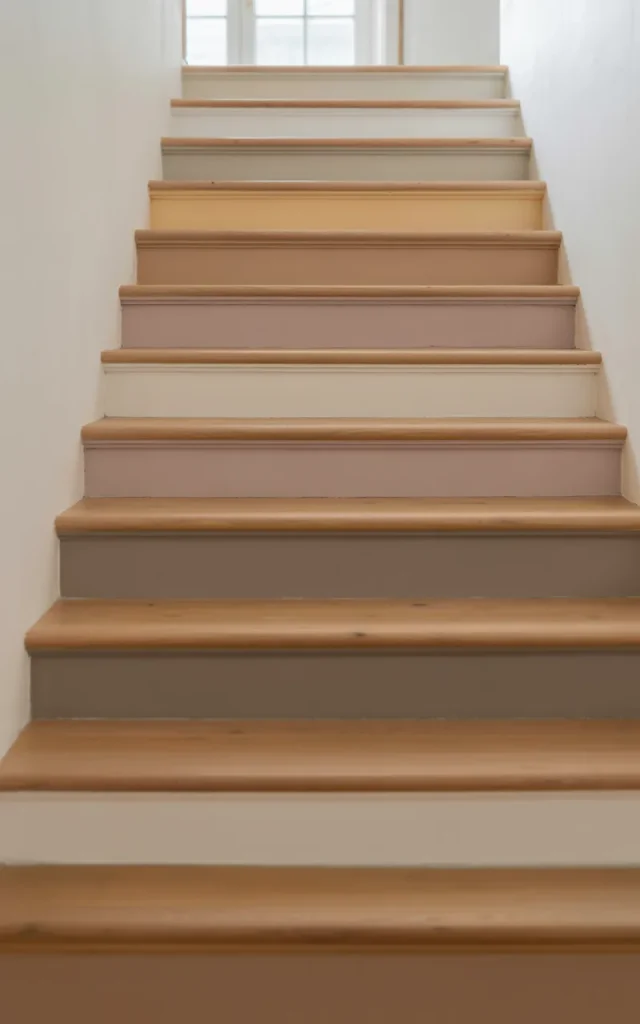 Paint the stair risers in alternating neutral tones